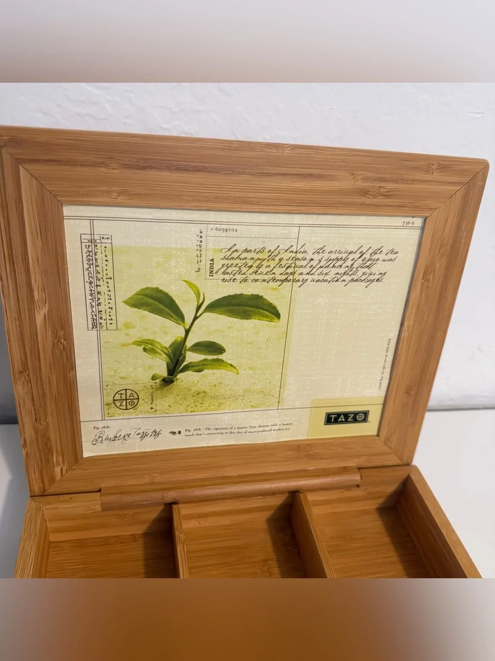 TAZO Tea Bag Box Organization Organize Wooden Storage Display Bamboo